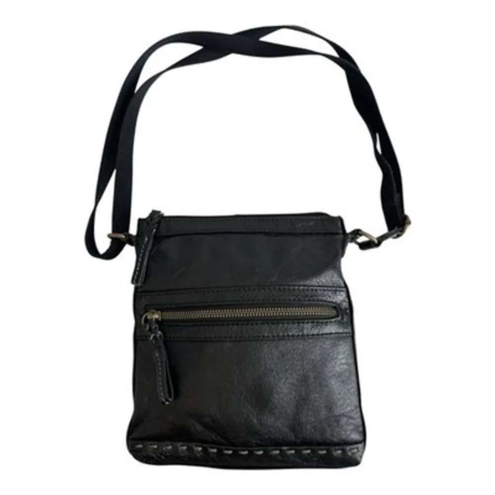 The Sak Black Leather Braided Embroidered Crossbody Shoulder Bag 8